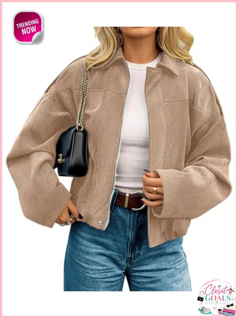 Faux Suede Cropped Jacket Open Front Women's Fall Casual Coat